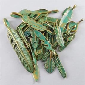 img 1 attached to Antiqued Bronze Feather Pendants Jewelry