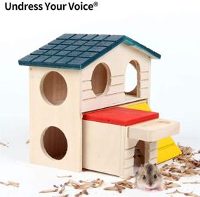 img 3 attached to Undress Your Voice Wooden Hideout House: Two Layer Hut for Small Pets - Promoting Natural Instincts, Eco-Friendly & Pet-Safe with Large Lookout Holes