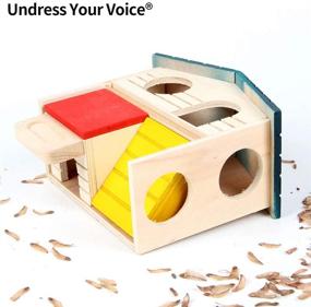 img 2 attached to Undress Your Voice Wooden Hideout House: Two Layer Hut for Small Pets - Promoting Natural Instincts, Eco-Friendly & Pet-Safe with Large Lookout Holes