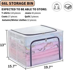 img 3 attached to 📦 Waterproof Closet Storage Bins Boxes with Metal Frame - Foldable & Stackable Container Organizer Set for Bedroom Clothing Organization - Ideal for Bedding, Clothes, Toys (2-Pack) - Pink, 19.7''x15.7''x13''