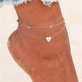 img 3 attached to 📿 Tasiso Silver Plated Layered Initial Satellite Heart Anklet for Women: Handmade Dainty Engraved Letter Beads Boho Ankle Bracelet with Minimalist Beach Jewelry Design