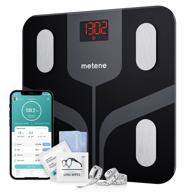 📱 smart body weight scale with smartphone app, digital bathroom weight scale for bmi, body fat measurement, body tape measure included, 396 lbs capacity - black logo