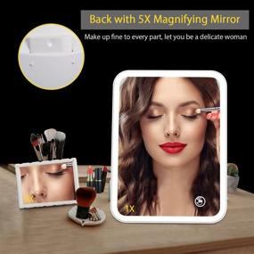 img 2 attached to 🔆 Colist Lighted Makeup Mirror with Touch Screen LED, Adjustable Brightness & USB Rechargeable, Portable Travel Vanity Mirror for Desktop or Wall Mount - Includes 5X Magnifying Mirror