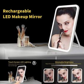 img 3 attached to 🔆 Colist Lighted Makeup Mirror with Touch Screen LED, Adjustable Brightness & USB Rechargeable, Portable Travel Vanity Mirror for Desktop or Wall Mount - Includes 5X Magnifying Mirror