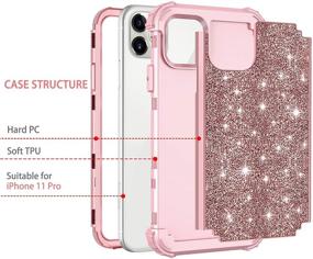 img 3 attached to 💪 Heavy Duty Shockproof Protection Glitter Rose Gold Case for Apple iPhone 11 Pro - Hekodonk iPhone 11 Pro Case