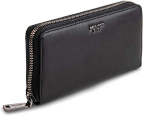 img 4 attached to 👜 Berliner Bags Premium Leather Wallet Lyon - RFID Protective Clutch, Women's Wristlet, or Purse in Elegant Black/Black Shade