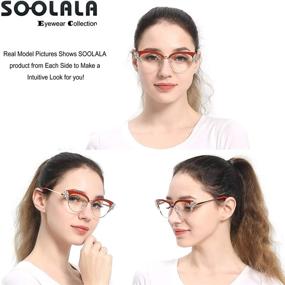 img 2 attached to 👓 SOOLALA Women's Rhinestone Cateye Reading Glasses Eyeglass Frame