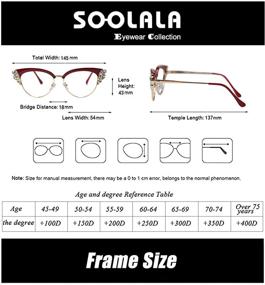 img 3 attached to 👓 SOOLALA Women's Rhinestone Cateye Reading Glasses Eyeglass Frame