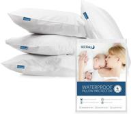 🛏️ premium waterproof pillow protector 4 pack - standard size 20x26 inch, zippered encasement pillow covers - white logo