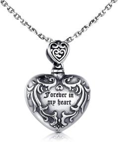 img 4 attached to 💔 Always In My Heart: 925 Sterling Silver Urn Necklace for Keepsake Ashes Holder & Memorial Pendant - Heart Cremation Jewelry