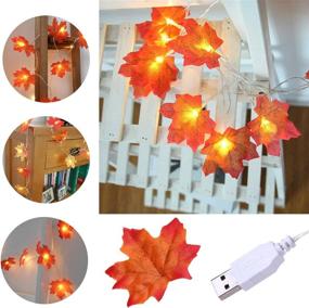 img 1 attached to 🍁 Autumn Maple Leaf Garland Lights, 20ft 40 LEDs Fall Leaves String Lights for Thanksgiving, Halloween, and Christmas Decorations - Indoor/Outdoor Home Décor