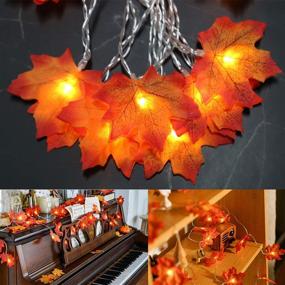 img 4 attached to 🍁 Autumn Maple Leaf Garland Lights, 20ft 40 LEDs Fall Leaves String Lights for Thanksgiving, Halloween, and Christmas Decorations - Indoor/Outdoor Home Décor