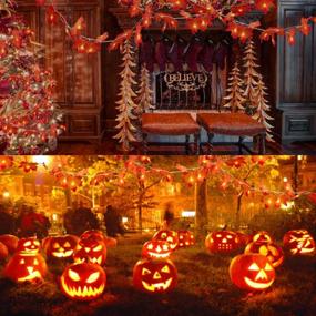 img 3 attached to 🍁 Autumn Maple Leaf Garland Lights, 20ft 40 LEDs Fall Leaves String Lights for Thanksgiving, Halloween, and Christmas Decorations - Indoor/Outdoor Home Décor