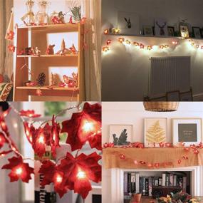 img 2 attached to 🍁 Autumn Maple Leaf Garland Lights, 20ft 40 LEDs Fall Leaves String Lights for Thanksgiving, Halloween, and Christmas Decorations - Indoor/Outdoor Home Décor