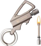 metal keychain survival fire starter lighter: waterproof striker stick kit with permanent match bottle opener - reusable emergency tool логотип