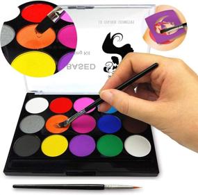 img 2 attached to 🎨 Pei Mei Professional Face and Body Paint Palette: Non-Toxic 15 Color Kit with Brushes, 40 Tattoo Templates - Perfect for Halloween Parties, Festivals, and Safe Face Painting for Kids and Adults