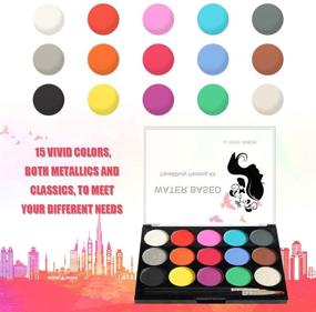 img 1 attached to 🎨 Pei Mei Professional Face and Body Paint Palette: Non-Toxic 15 Color Kit with Brushes, 40 Tattoo Templates - Perfect for Halloween Parties, Festivals, and Safe Face Painting for Kids and Adults