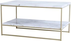 img 1 attached to 🔶 White Marble Print Coffee Table with Gold Metal Legs - Roomfitters 2 Tier Living Room Table