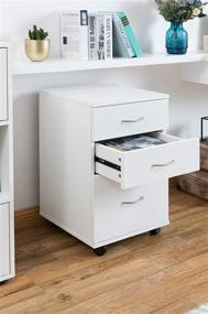 img 1 attached to 🗄️ White Office File Cabinet 3 Drawer Chest with Rolling Casters by Basicwise (Model QI003678W)