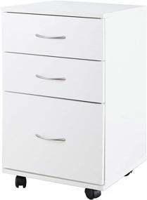 img 4 attached to 🗄️ White Office File Cabinet 3 Drawer Chest with Rolling Casters by Basicwise (Model QI003678W)