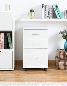 img 2 attached to 🗄️ White Office File Cabinet 3 Drawer Chest with Rolling Casters by Basicwise (Model QI003678W)