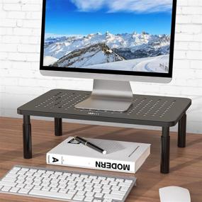 img 3 attached to 🖥️ WALI Monitor Stand Riser with Vented Metal Platform, 3 Height Adjustable Storage - Pack of 2, Black