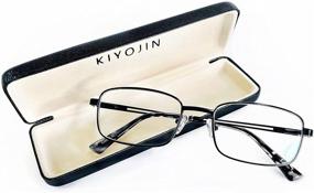 img 4 attached to KIYOJIN Metal Quality Wire Frame Reading Glasses for Men and Women - Blue Light Blocking Computer Work Readers with Eyeglasses Case and Spring Hinges (Matte Black, 2.5)