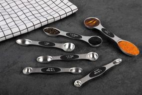 img 2 attached to 🥄 Premium Magnetic Measuring Spoons: 6 Stainless Steel Dual-Sided Set for Dry and Liquid Ingredients | Space-Saving Stackable Teaspoons