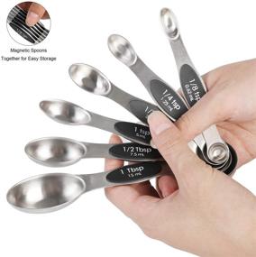 img 3 attached to 🥄 Premium Magnetic Measuring Spoons: 6 Stainless Steel Dual-Sided Set for Dry and Liquid Ingredients | Space-Saving Stackable Teaspoons