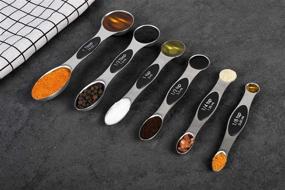 img 1 attached to 🥄 Premium Magnetic Measuring Spoons: 6 Stainless Steel Dual-Sided Set for Dry and Liquid Ingredients | Space-Saving Stackable Teaspoons