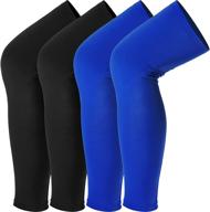 🏀 men's, women's & youth sports compression uv long leg sleeves for running, basketball, football, cycling & more (black/blue, set of 4) логотип