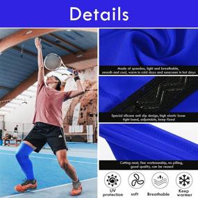 img 3 attached to 🏀 Men's, Women's & Youth Sports Compression UV Long Leg Sleeves for Running, Basketball, Football, Cycling & More (Black/Blue, Set of 4)