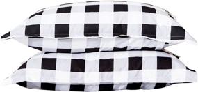 img 2 attached to 🛏️ Set of 2 TEALP King-sized White and Black Plaid Pillow Covers with Envelope Closure - Enhance Your Bedroom Decor