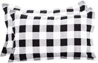 🛏️ set of 2 tealp king-sized white and black plaid pillow covers with envelope closure - enhance your bedroom decor logo