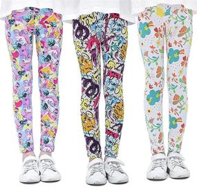 img 4 attached to 🌸 Zumou Girls Leggings: Flower Print Soft Stretch Pants 3-Pack - Sizes 3-13Y