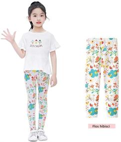 img 2 attached to 🌸 Zumou Girls Leggings: Flower Print Soft Stretch Pants 3-Pack - Sizes 3-13Y