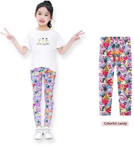 img 3 attached to 🌸 Zumou Girls Leggings: Flower Print Soft Stretch Pants 3-Pack - Sizes 3-13Y