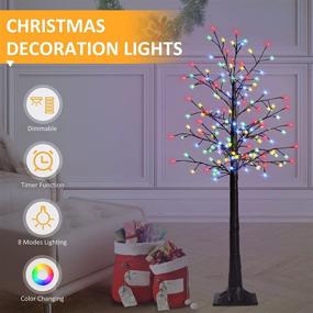 img 3 attached to Bexdir 3FT Lighted Birch Tree with 176 LED Twigs, Dimmable Artificial Prelit Birch Tree Decor for Christmas, Parties, Home, Weddings, Bedrooms, Patios - Multicolor, 8 Function Remote Included