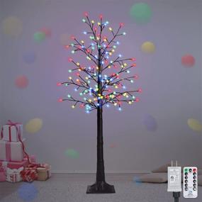 img 4 attached to Bexdir 3FT Lighted Birch Tree with 176 LED Twigs, Dimmable Artificial Prelit Birch Tree Decor for Christmas, Parties, Home, Weddings, Bedrooms, Patios - Multicolor, 8 Function Remote Included