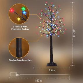 img 2 attached to Bexdir 3FT Lighted Birch Tree with 176 LED Twigs, Dimmable Artificial Prelit Birch Tree Decor for Christmas, Parties, Home, Weddings, Bedrooms, Patios - Multicolor, 8 Function Remote Included