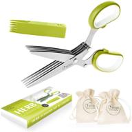 chefast herb scissors set: versatile cutting shears with 5 stainless steel blades, jute pouches & safety cover - perfect kitchen gadget for chopping, mincing, & cutting herbs logo