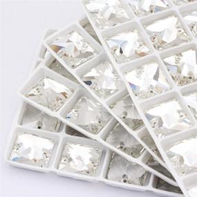 img 2 attached to 💎 50PCS Clear Sew On Glass Crystal Square Rhinestones - Elegant Embellishments for Sewing Crafts