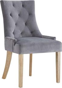 img 3 attached to 🪑 Gray Modway EEI-2577Pose Dining Chair - Performance Velvet Upholstered, Tufted with Nailhead Trim