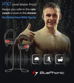 img 1 attached to 🎧 BluePhonic Bluetooth Headphones: Sweat-Proof, Wireless Earbuds with Mic - Perfect for Running, Gym, Workout - 8H Battery, DeepBassX HD Stereo Sound