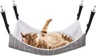 🐱 raycc adjustable cat hammock bed for small cats and dogs - hanging cage chair hammock in grey and white plaid design logo