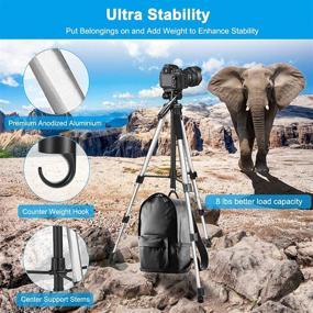img 2 attached to VICTIV 72-Inch Camera Tripod: Lightweight Aluminum Travel Tripod with Phone Holder & Quick Release Plate, 3-Way Pan Head - Compatible with DSLR & iPhone (T70-Silver)