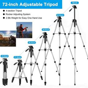 img 3 attached to VICTIV 72-Inch Camera Tripod: Lightweight Aluminum Travel Tripod with Phone Holder & Quick Release Plate, 3-Way Pan Head - Compatible with DSLR & iPhone (T70-Silver)