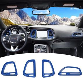 img 4 attached to Voodonala For Challenger Center Console Air Condition Outlet Vent Trim Accessories For Dodge Challenger 2015-2021 (Blue