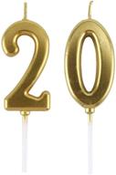 🎂 gold number candle birthday cake topper for 20 years old celebration – perfect decoration for wedding and anniversary parties logo