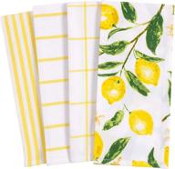 kaf home lemon kitchen dish towel set of 4, all over pattern, 100% cotton, 18 x 28-inch logo